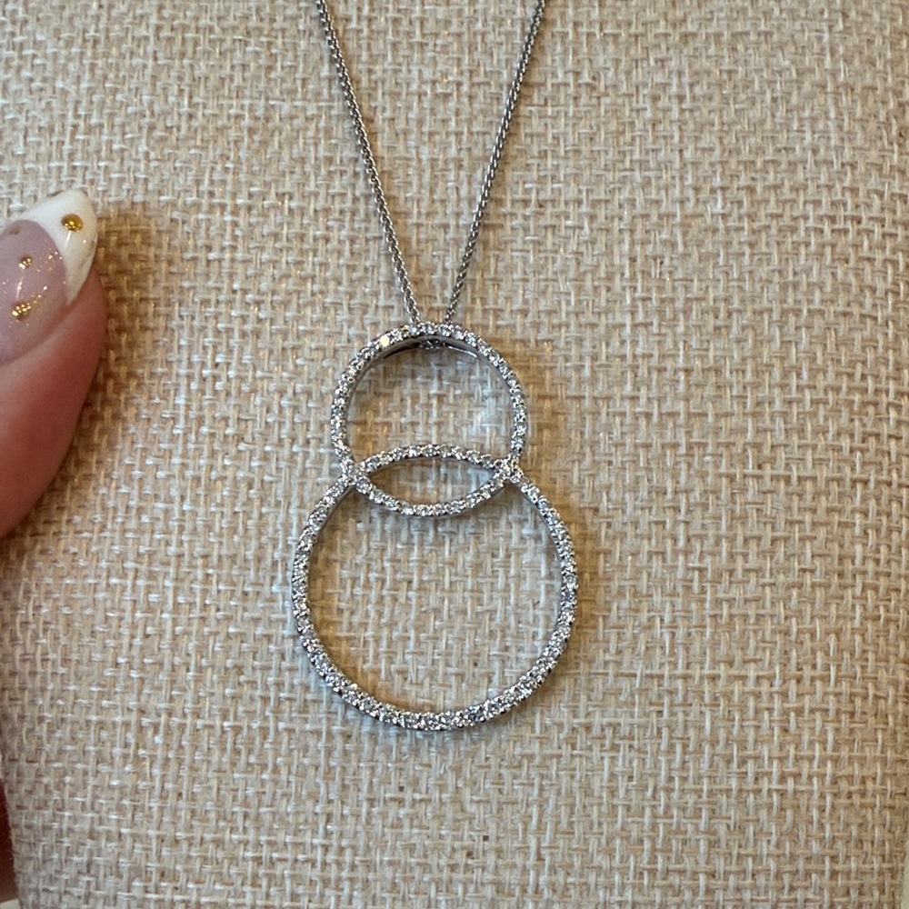 Roberto Coin 18k gold and diamond Double Circle Pendant - Picture 14 of 16